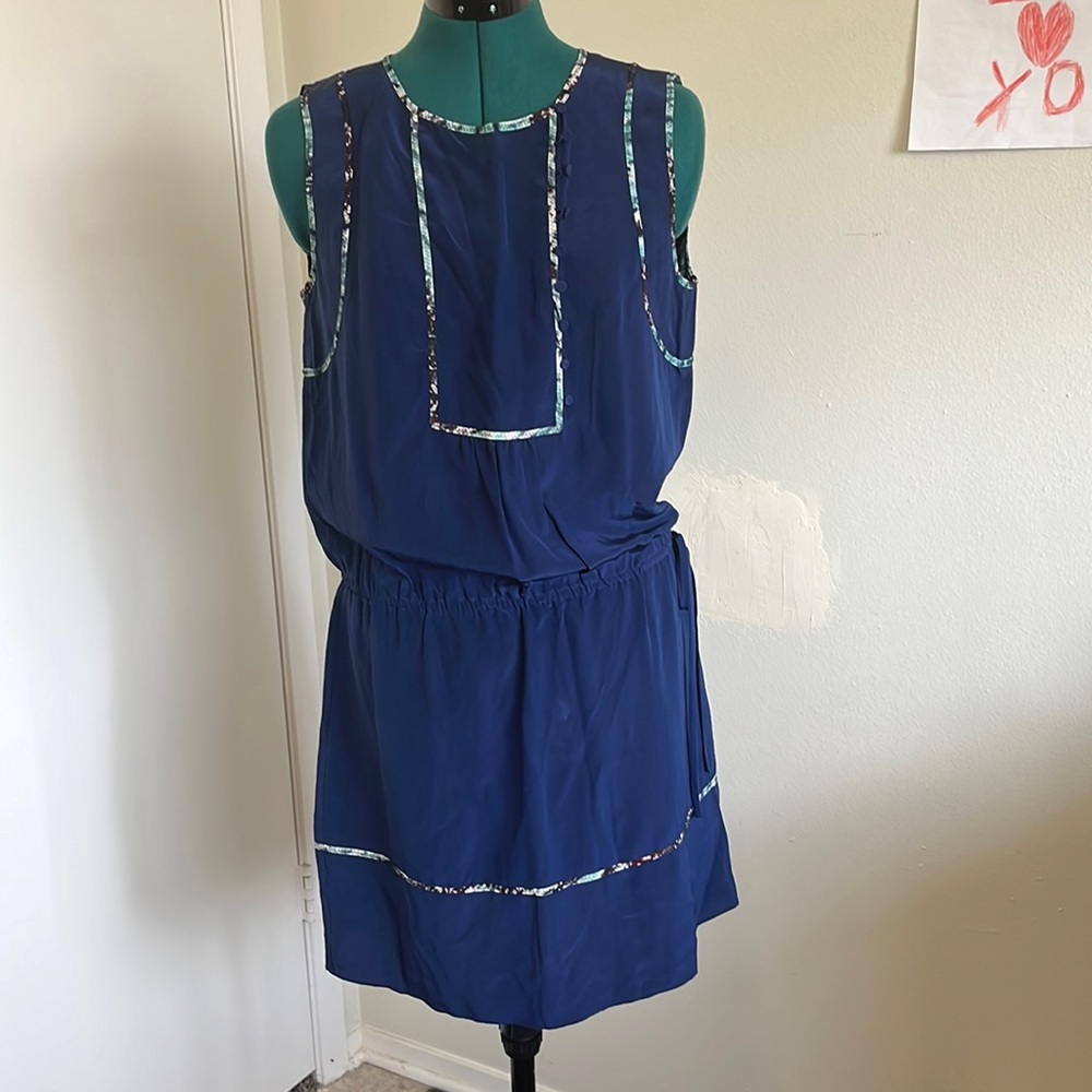 BCBG beautiful blue dress. Button up or open up!